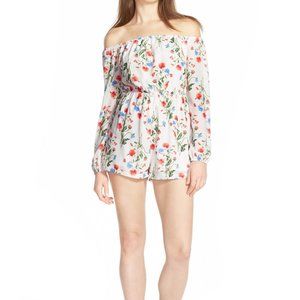 Missguided Floral Off Shoulder Romper Size 8